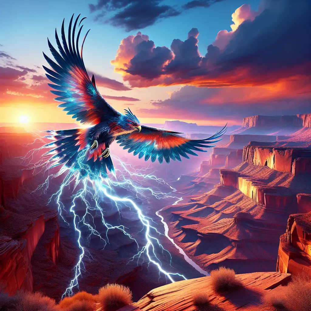 Representación de La leyenda del Thunderbird en el folclore nativo americano